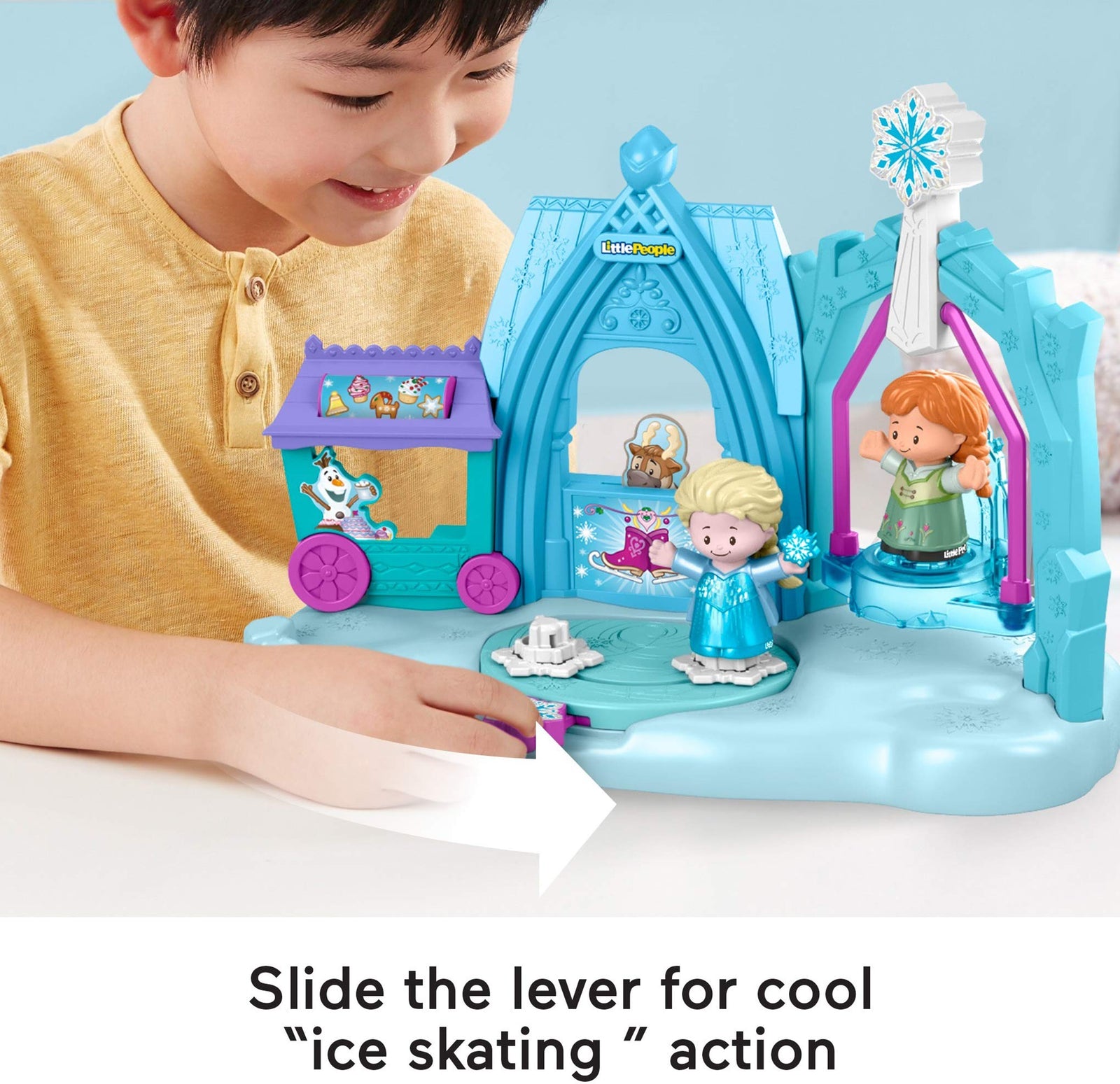 Disney Frozen Arendelle Winter Wonderland by Little People, ice skating playset with Anna and Elsa figures for toddlers and preschool kids