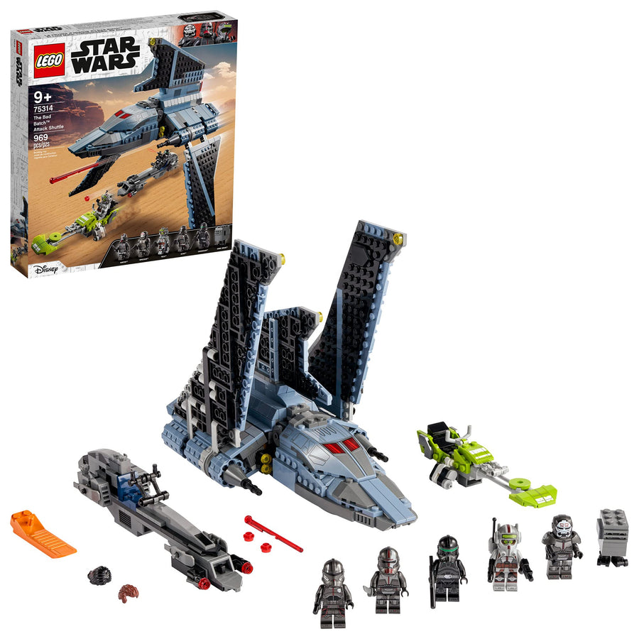 LEGO Star Wars The Bad Batch Attack Shuttle 75314 Awesome Toy with 2 Speeders Minifigures of Bad Batch Clones (969 Pieces)