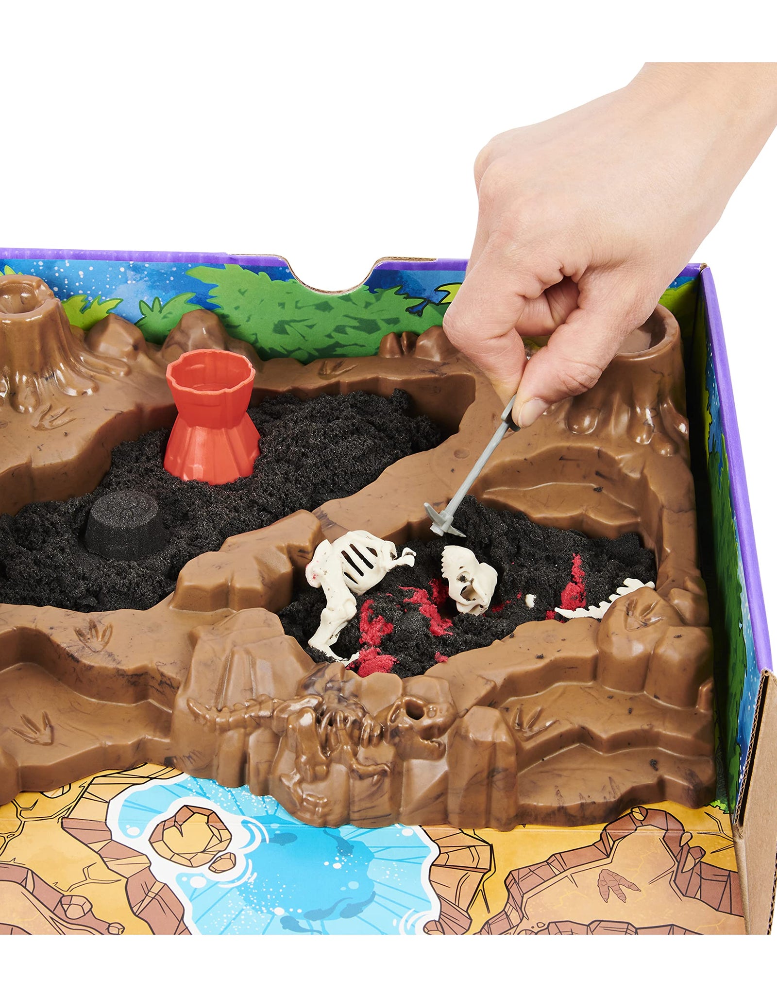 Kinetic Sand, Dino Dig Playset with 10 Hidden Dinosaur Bones to Discover, for Kids Aged 6 and up
