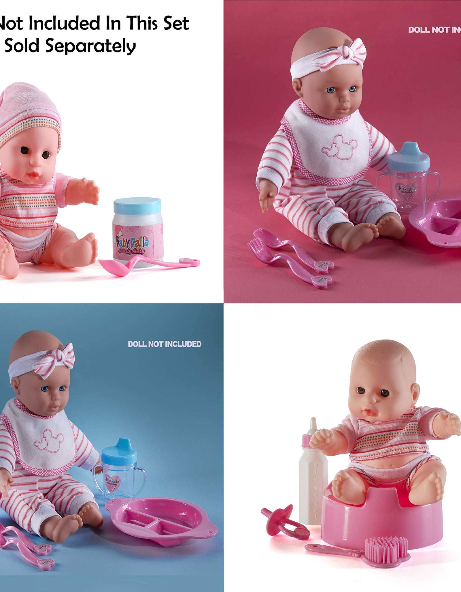 18-Piece My First Baby Doll Bottle and Baby Doll Accessories Pretend Play Baby Feeding and Fashion Toys Set for Kids Babies Toddlers and Girls