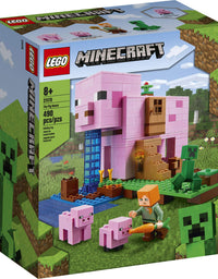 LEGO Minecraft The Pig House 21170 Minecraft Toy Featuring Alex, a Creeper and a House Shaped Like a Giant Pig, New 2021 (490 Pieces)

