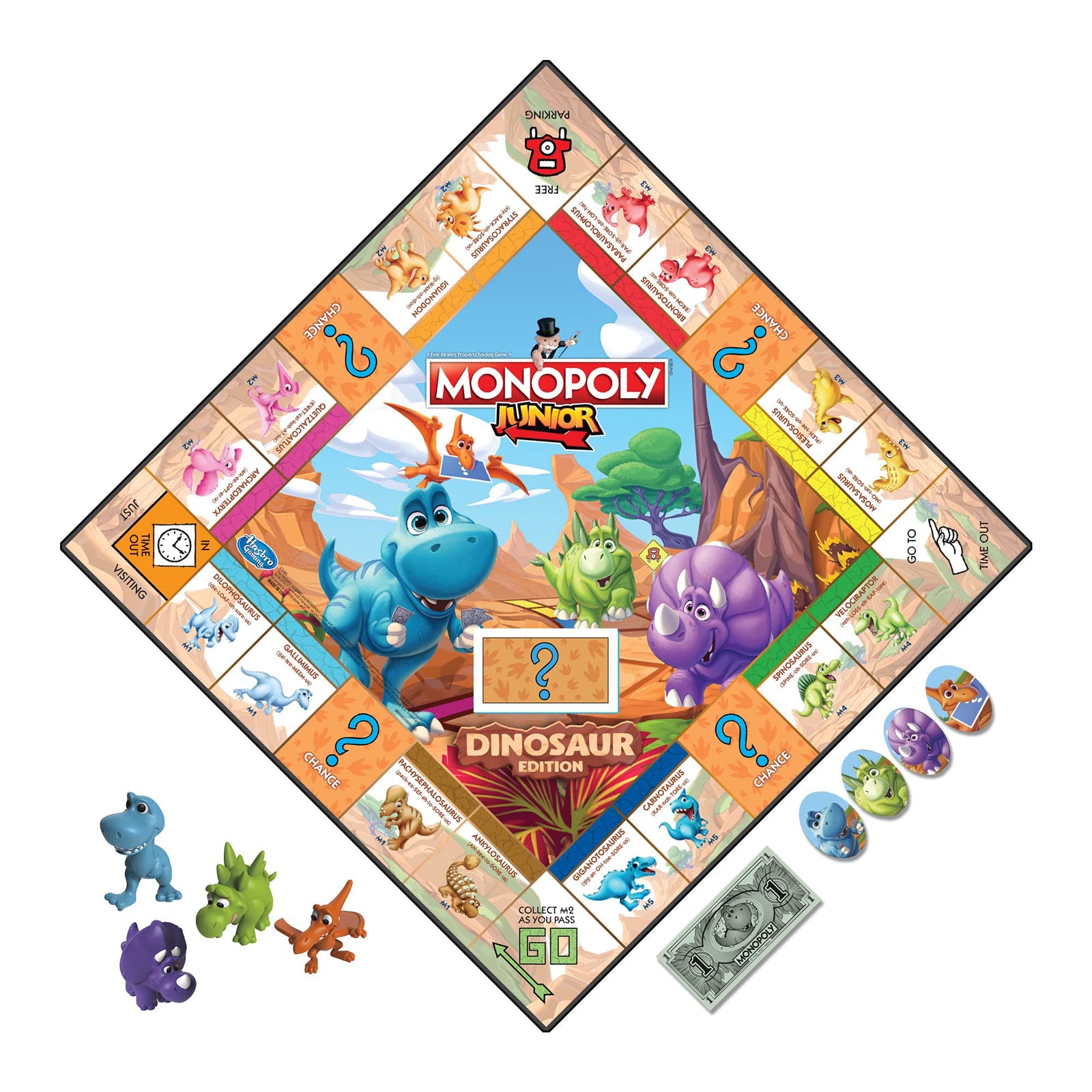 Hasbro Gaming Monopoly Junior: Dinosaur Edition Board Game for 2-4 Players, Fun Indoor Games for Kids Ages 5 and Up, Dinosaur Theme (Amazon Exclusive)