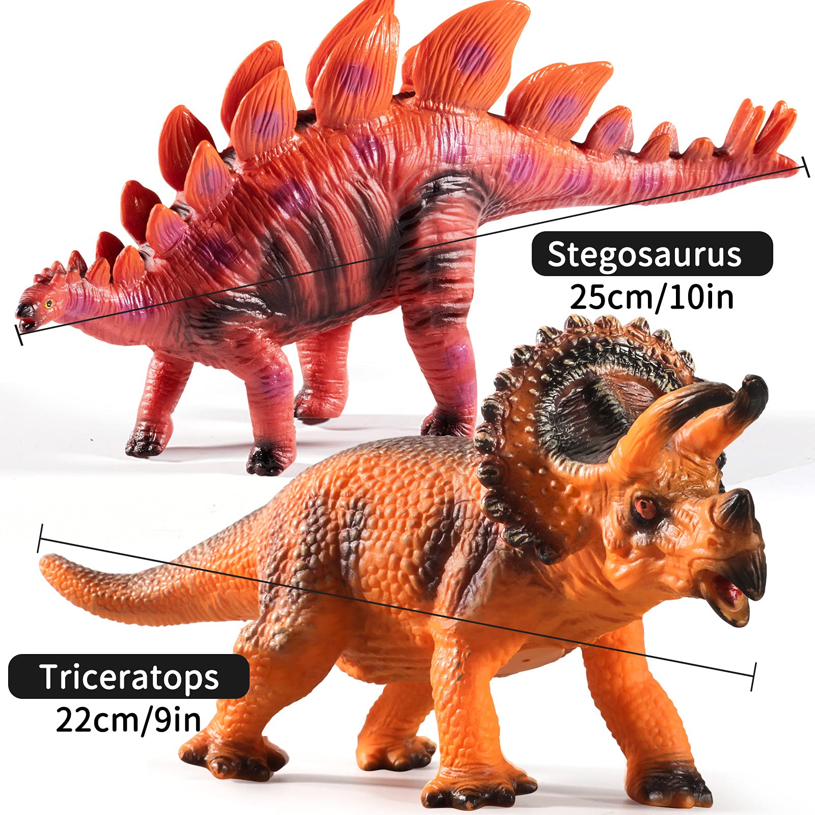 TEMI 7 Pieces Jumbo Dinosaur Toys for Kids and Toddlers,Jurassic World Dinosaur T-Rex Triceratops, Large Soft Dinosaur Toys Set for Dinosaur Lovers - Dinosaur Party Favors, Birthday Gifts