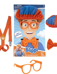 Blippi Costume Roleplay Accessories, Perfect for Dress Up and Play Time - Includes Iconic Orange Bow Tie, Suspenders, Hats and Glasses, for Young Children and Toddlers - Roleplay Set
