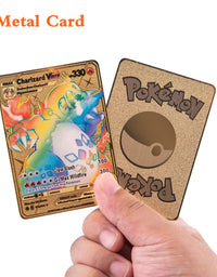 3Pcs Pokemon Metal Gold Plated Card - Charizard/Golden Vmax DX GX Ultra Rare Collection Cards, Best Gift for Collectors, Kids.
