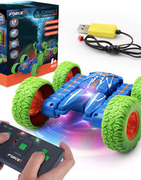 Force1 Tornado LED Remote Control Car for Kids - Double Sided Fast RC Car, 4WD Off-Road Stunt Car with 360 Flips, All Terrain Tires, LEDs, Rechargeable Toy Car Batteries, and Easy Remote
