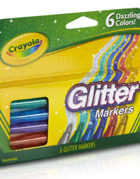 Crayola Glitter Markers, Assorted Colors, Gift, 6 Count (58-8629)
