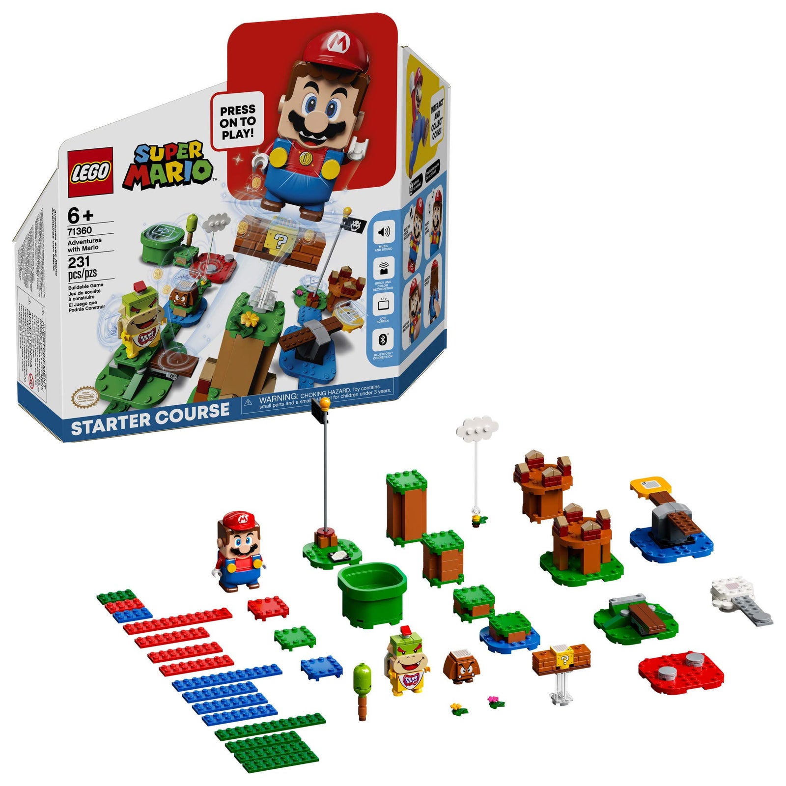 LEGO Super Mario Adventures with Mario Starter Course 71360 Building Kit, Interactive Set Featuring Mario, Bowser Jr. and Goomba Figures (231 Pieces)