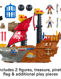 Fisher-Price Imaginext Shark Bite Pirate Ship, Playset with Pirate Figures and Accessories for Preschool Kids Ages 3 to 8 Years
