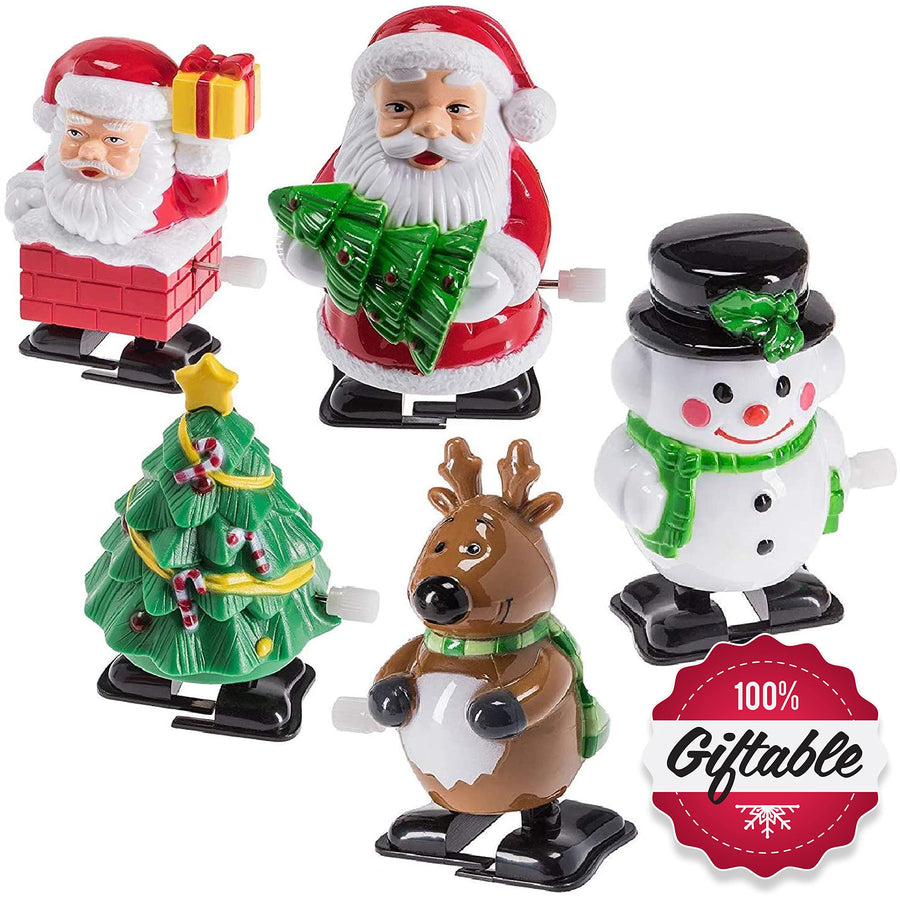 Prextex Christmas Wind Up Toys for Kids & Adult - Santas Christmas Tree Deer and Snowmen Wind up Stocking Stuffers