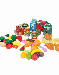 Play Circle by Battat – Pantry in a Bucket – Pretend Play Food Set and Storage Container with Lid – Realistic & Durable Toy Kitchen Accessories for Kids Ages 3 and Up (79 Pieces), Multicolor

