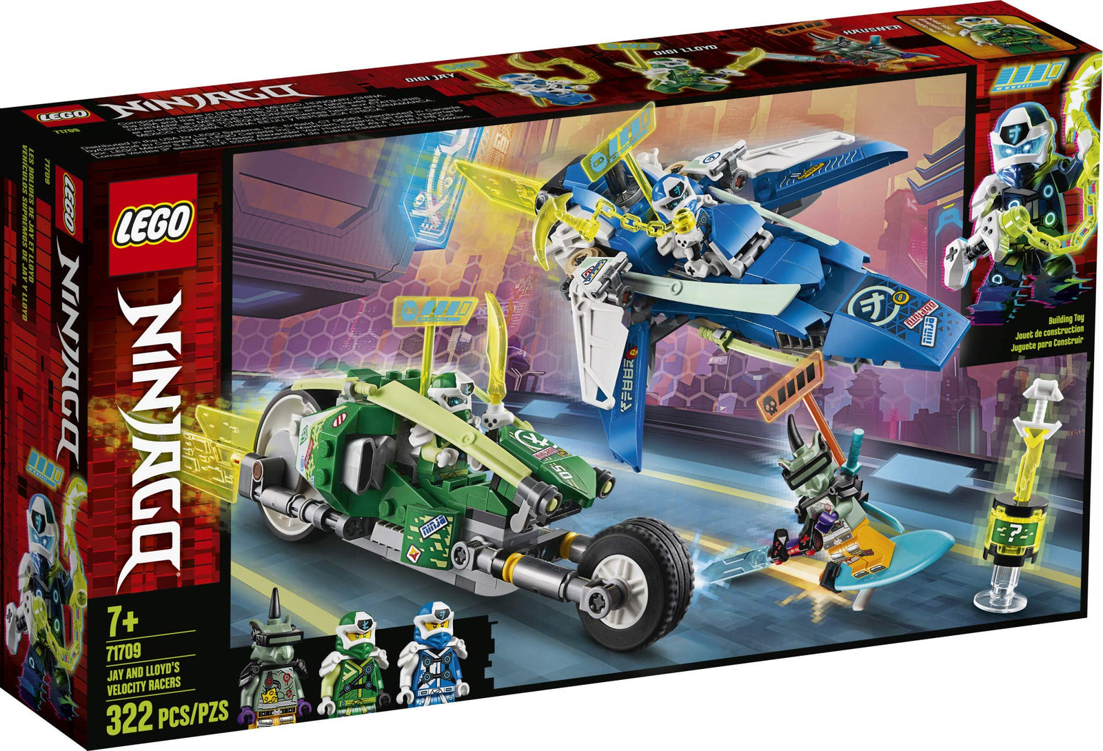 LEGO NINJAGO Jay and Lloyd’s Velocity Racers 71709 Building Kit for Kids and Hot Toys (322 Pieces)