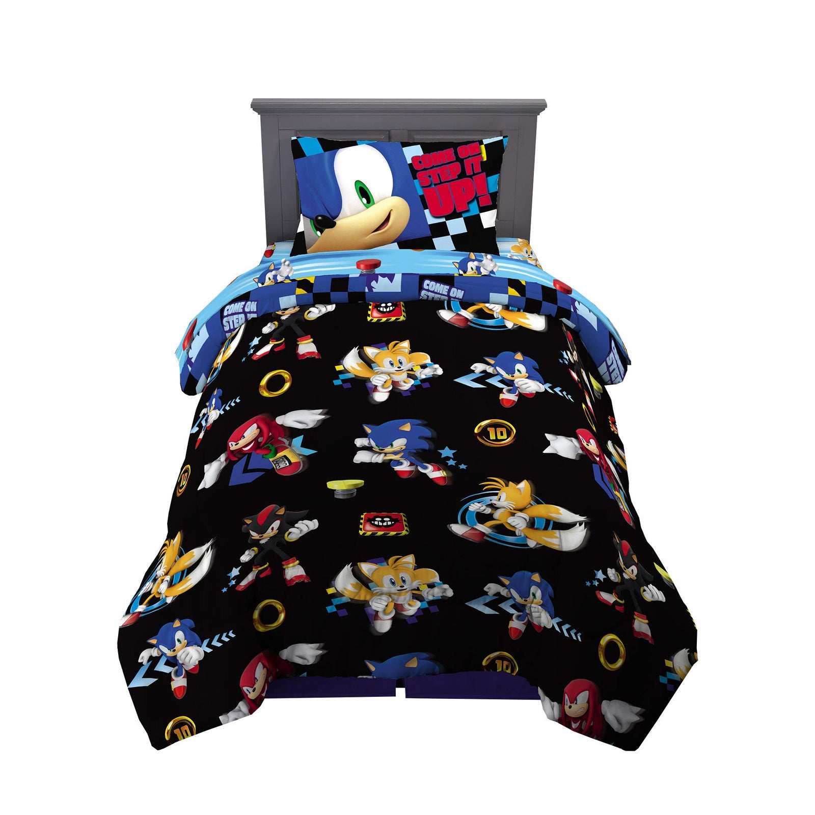 Franco Kids Bedding Super Soft Microfiber Comforter and Sheet Set, 4 Piece Twin Size, Sonic The Hedgehog