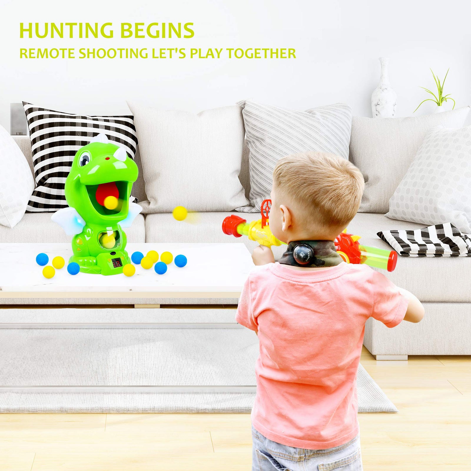 Dinosaur Toys Shooting Target Toy Gun for Kids-Air Pump Shooting Game with 36 Foam Balls,Electronic Target Practice Party Toys with Score Record,Sound and LED,Gifts for 5 6 7 8 9 Years Old Boys Girls