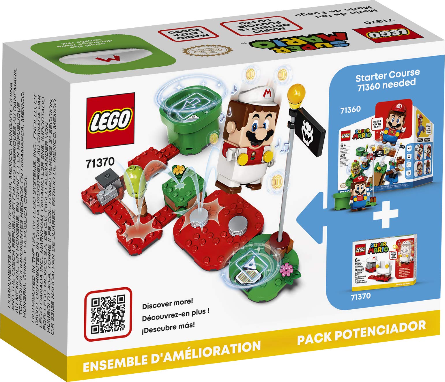 LEGO Super Mario Fire Mario Power-Up Pack 71370; Building Kit for Creative Kids to Power Up The Mario Figure in The Adventures with Mario Starter Course (71360) Playset (11 Pieces)