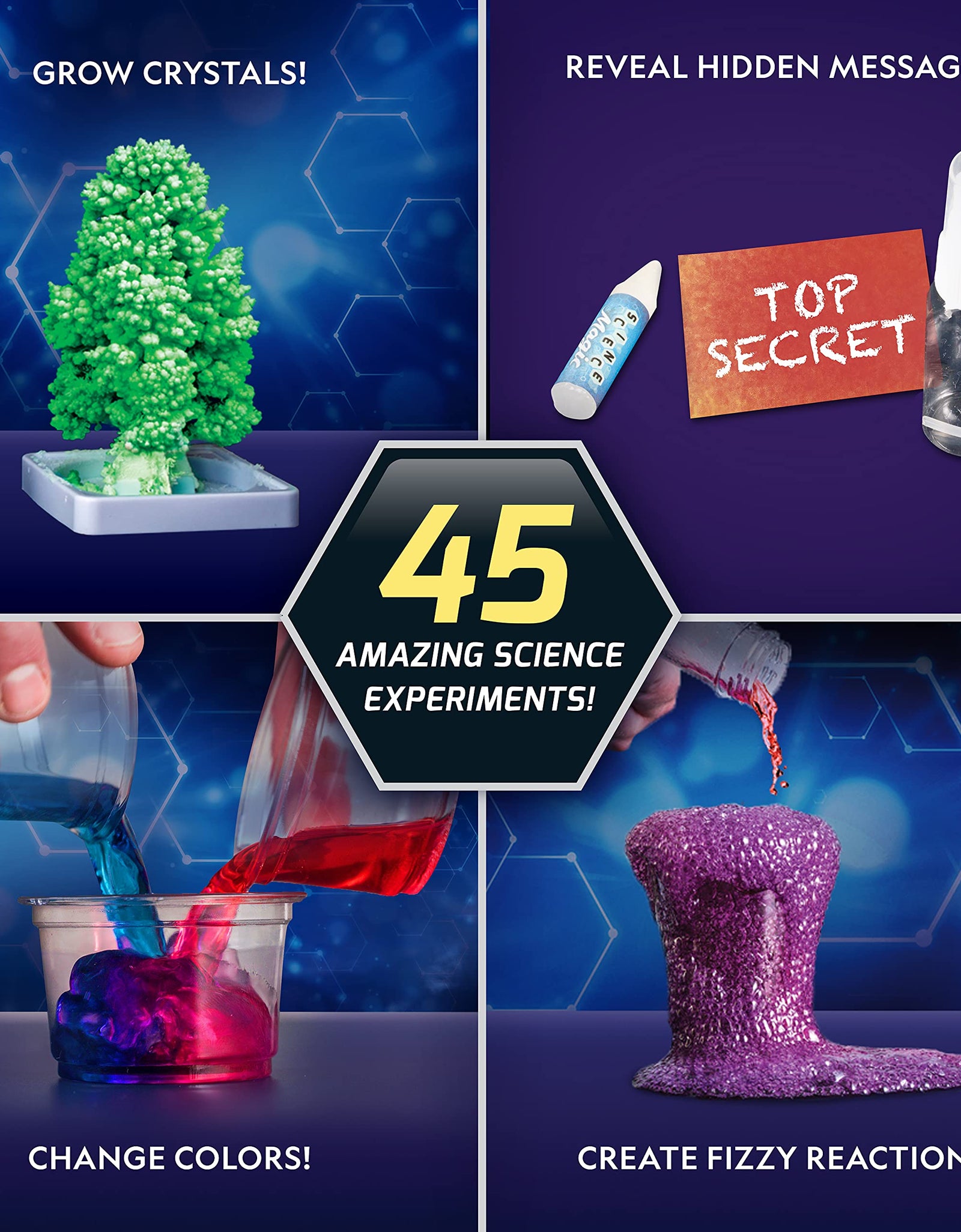 NATIONAL GEOGRAPHIC Amazing Chemistry Set - Mega Chemistry Kit with Over 15 Science Experiments, Make Glowing Worms, a Crystal Tree, Fizzy Solutions, and More, Great STEM Gift for Girls and Boys