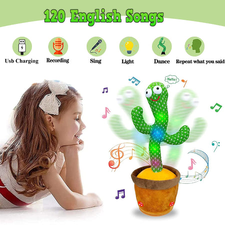 M MITLINK Dancing Cactus Repeats What You Say,Electronic Plush Toy with Lighting,Singing Cactus Recording and Repeat Your Words for Education Toys,Singing Cactus Toy, Cactus Plush Toy (Green)