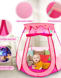 Tikolus Pop Up Princess Tent with Colorful Star Lights, Toys for 1 2 3 Year Old Girls Birthday Gift, Foldable Ball Pit with Carrying Bag, Indoor Outdoor Play Tent for Kids (Balls Not Included)
