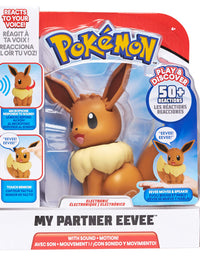 Pokemon Electronic & Interactive My Partner Eevee - Reacts to Touch & Sound, Over 50 Different Interactions with Movement and Sound - Eevee Dances, Moves & Speaks - Gotta Catch ‘Em All , Brown
