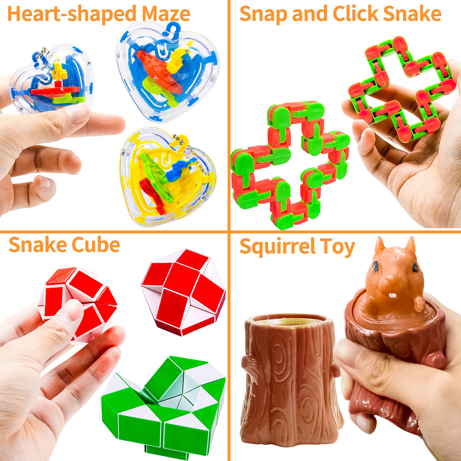 HAJACK Fidget Toys Packs, 40 PCS Sensory Toys Set for Autistic Children & ADHD & Adults & ADD & OCD to Relief Stress Gift with Marble Mesh & Fidget Squirrel Toy for Birthday & Classroom Reward