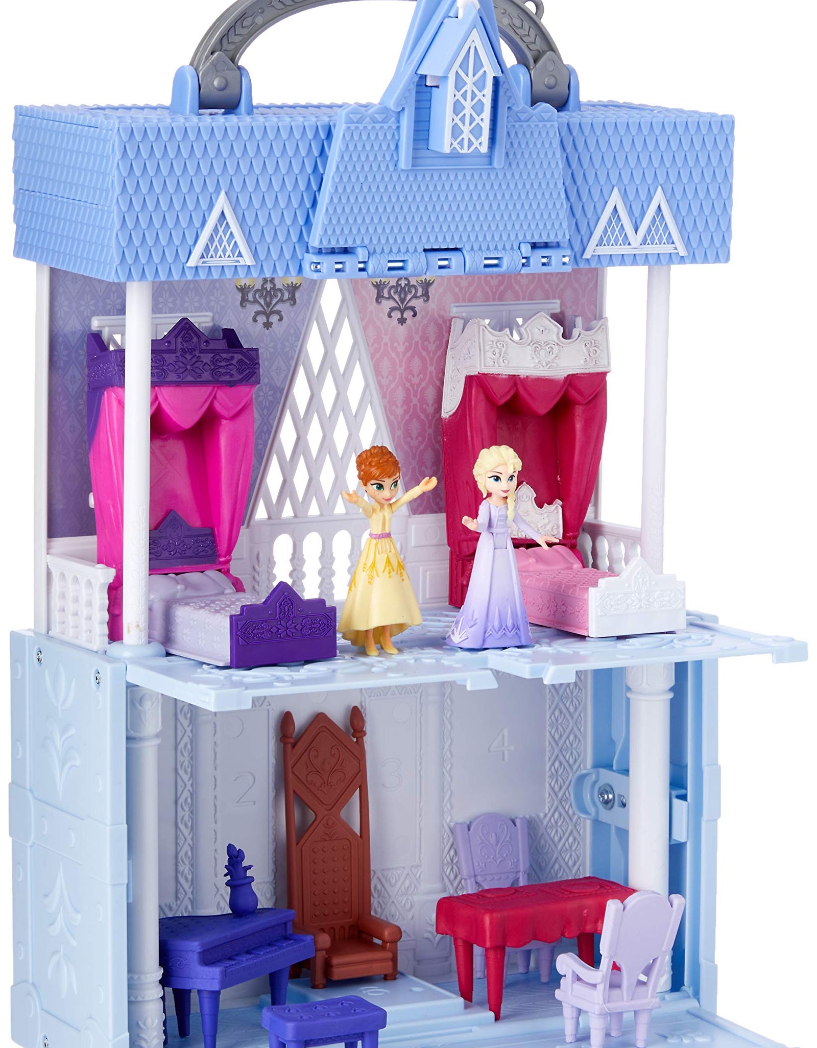 Disney Frozen Pop Adventures Arendelle Castle Playset with Handle, Including Elsa Doll, Anna Doll, & 7 Accessories - Toy for Kids Ages 3 & Up , Blue