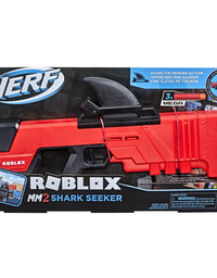 NERF Roblox MM2: Shark Seeker Dart Blaster, Shark-Fin Priming, 3 Mega Darts, Code to Unlock in-Game Virtual Item
