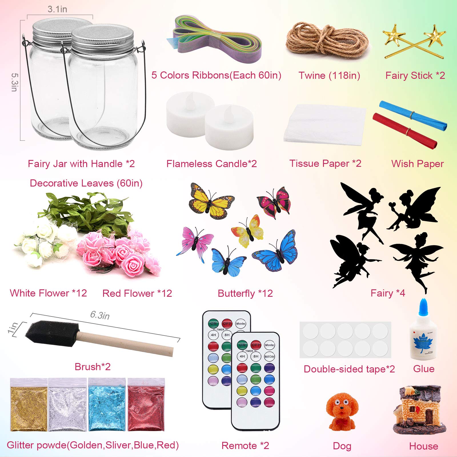 Alritz Fairy Lantern Craft Kit - Gift for Kids Ages 4-12 - Remote Control Mason Jar Night Light - DIY Garden Decor Art Project, Best Creative Activities for Birthday Party and School