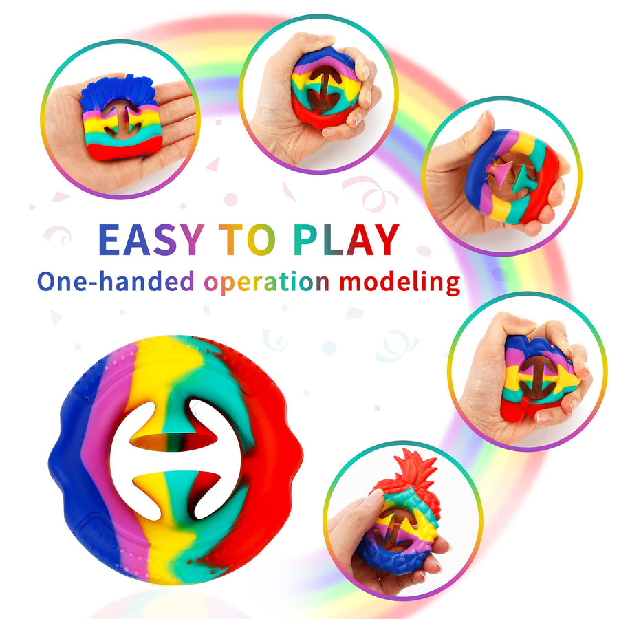 5 Pack Finger Sensory Toy Fidget Snapper Pack, Snap Grip Grab Squeeze Toy for Stress Anxiety Relief, Miniature Novelty Party Popper Noise Maker Hands Toy for Kids Adult ADHD Snap it Rainbow Colorful