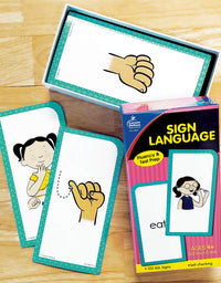 Carson Dellosa American Sign Language Flash Cards—Double-Sided, 122 ASL Signs With Illustrations and Word Associations, Alphabet, Numbers, Feelings, Animals, Food, Practice Set (105 pc)
