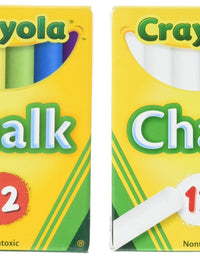 Crayola Non-Toxic White Chalk(12 ct box)and Colored Chalk(12 ct box) Bundle

