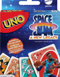 UNO Space Jam: A New Legacy Themed Card Game Featuring 112 Cards with Movie Graphics, Kid, Movie & Sports Fan Gift Ages 7 Years & Older.
