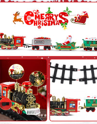 Christmas Train Set - Toy Train Set with Lights and Sounds, Round Railway Tracks for Under/Around The Christmas Tree, Best Gifts for 3 4 5 6 7 8+ Years Kids Boys Girls
