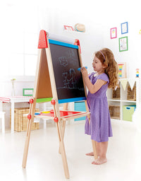 Award Winning Hape All-in-One Wooden Kid's Art Easel with Paper Roll and Accessories Cream, L: 18.9, W: 15.9, H: 41.8 inch
