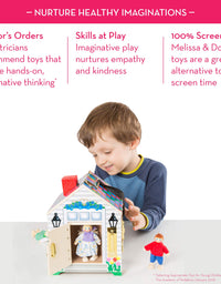 Melissa & Doug Take-Along Wooden Doorbell Dollhouse - Doorbell Sounds, Keys, 4 Poseable Wooden Dolls
