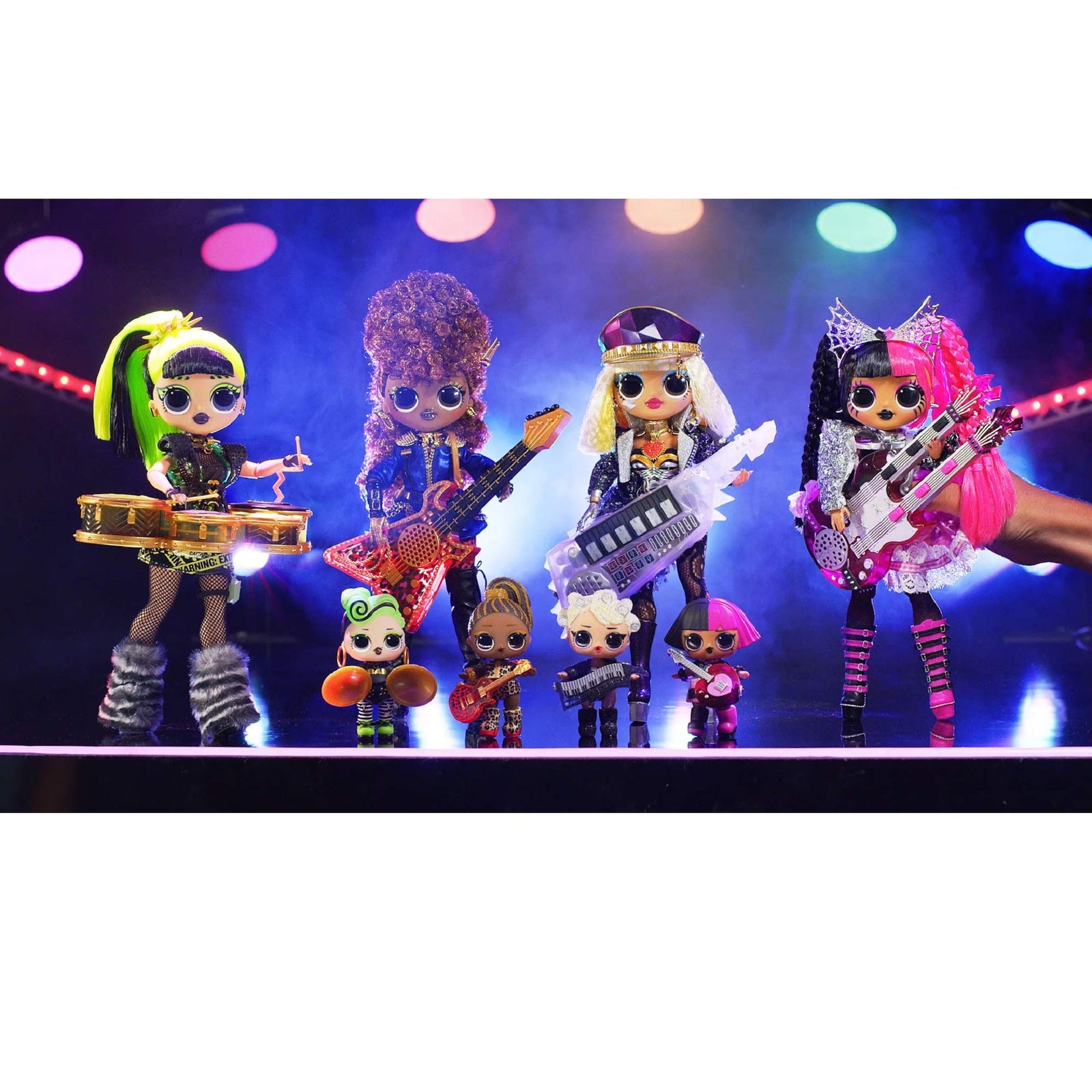 LOL Surprise OMG Remix Super Surprise with 70+ Surprises, Plays Music, 4 Fashion Dolls And 4 Dolls (Sisters), Rock Instruments, Boom Box Packaging, And Rock Band Accessories | Ages 4+