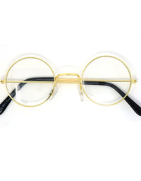 Gold Rimmed Round Costume Glasses - 1 Pair
