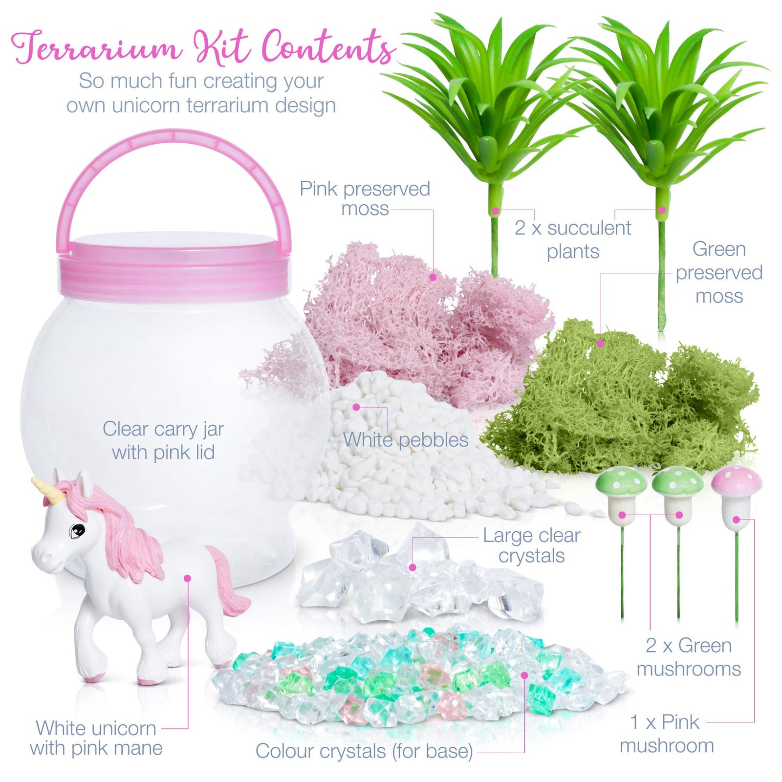 DIY Light up Unicorn Terrarium Kit for Kids with LED Light - Create Your Own Magical Mini Plant Garden in a Jar - Unicorn Gifts For Girls - Crafts, Kits, Unicorn Stuff, Bedroom Decor