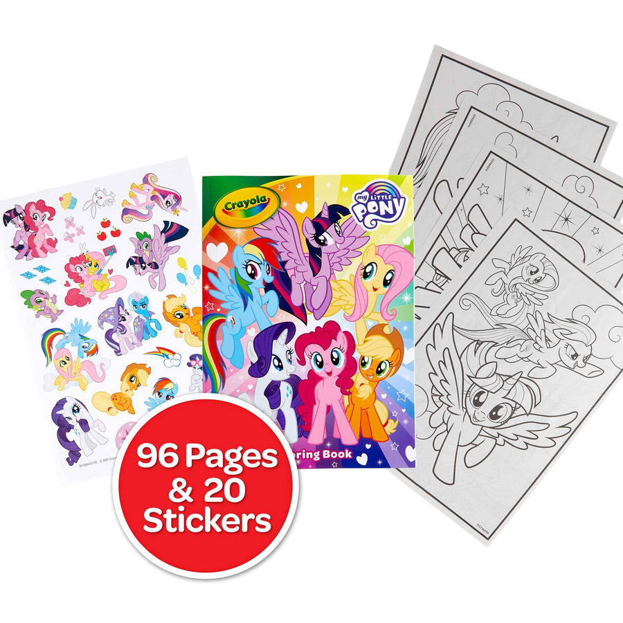 Crayola My Little Pony Coloring Book with Stickers, Gift for Girls and Boys, 96 Pages, Ages 3, 4, 5, 6
