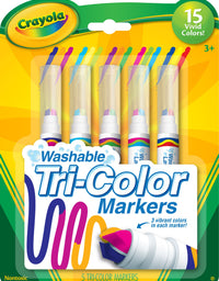 Crayola Triple Tip Markers, Washable Markers, 15 Vivid Colors, 5 Count
