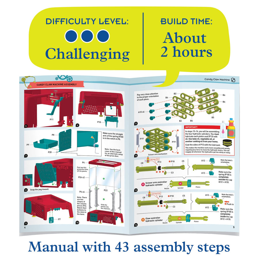 Thames & Kosmos Candy Claw Machine STEM Experiment Maker Lab | Build Your Own Arcade-Style Claw Machine | Learn Hydraulics & Engineering | Includes Lollipops & Decoy Candy Boxes, Difficulty: Advanced