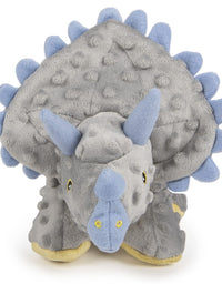 godog Dinos Triceratops with Chew Guard Technology Tough Plush Dog Toy, Grey, Large
