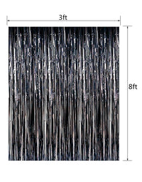 Fecedy 2pcs 3ft x 8.3ft Silver Metallic Tinsel Foil Fringe Curtains Photo Booth Props for Birthday Wedding Engagement Bridal Shower Baby Shower Bachelorette Holiday Celebration Party Decorations
