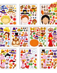 JOYIN 40 PCS Thanksgiving Crafts Make A Turkey Sticker Make A Face Sticker Sheets Make Your Own Characters Thanksgiving Game Holiday School Classroom Prizes Party Favor Supplies
