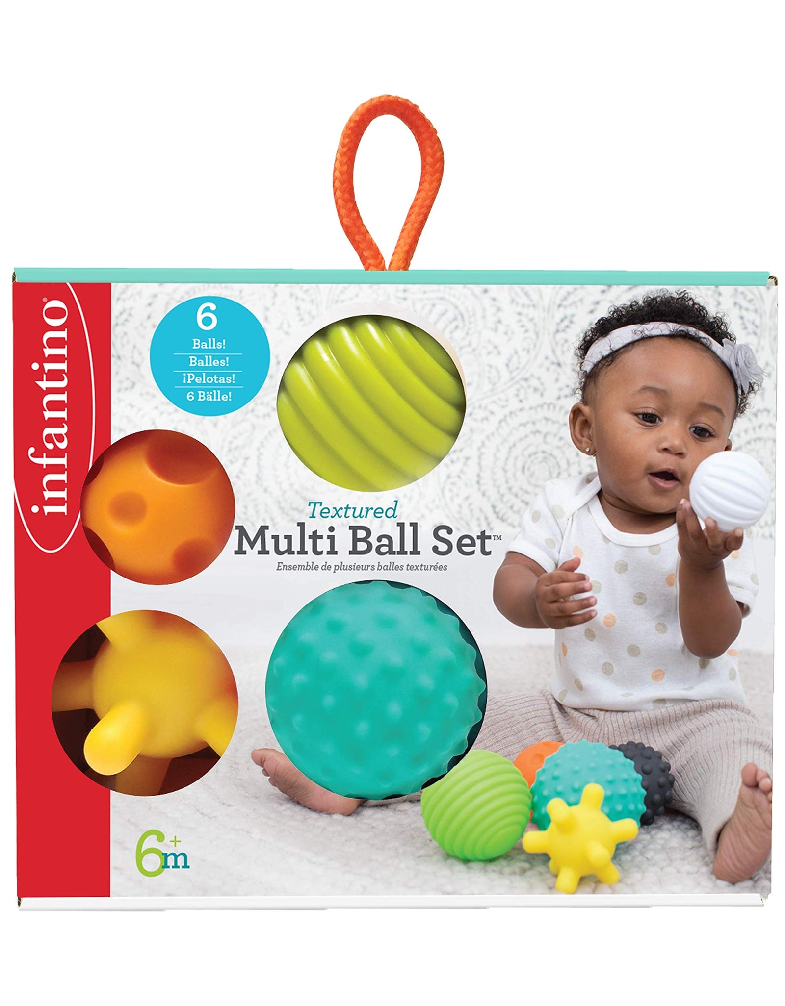 Infantino Textured Multi Ball Set - Textured Ball Set Toy for Sensory Exploration and Engagement for Ages 6 Months and up, 6 Piece Set