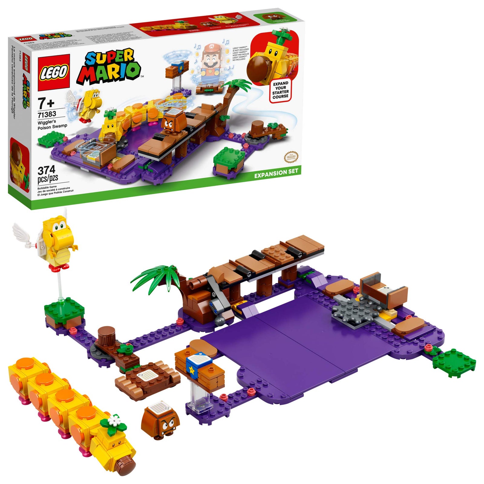LEGO Super Mario Wiggler’s Poison Swamp Expansion Set 71383 Building Kit; Unique Gift Toy Playset for Creative Kids, New 2021 (374 Pieces)