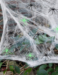 Halloween Decorations Spider Webs - 1200sqft Spider Web Decor +100 Black Spiders + 50 Fluorescent spiders, Indoor Outdoor Spooky Spider Webbing with Fake Spiders for Halloween Party Decorations

