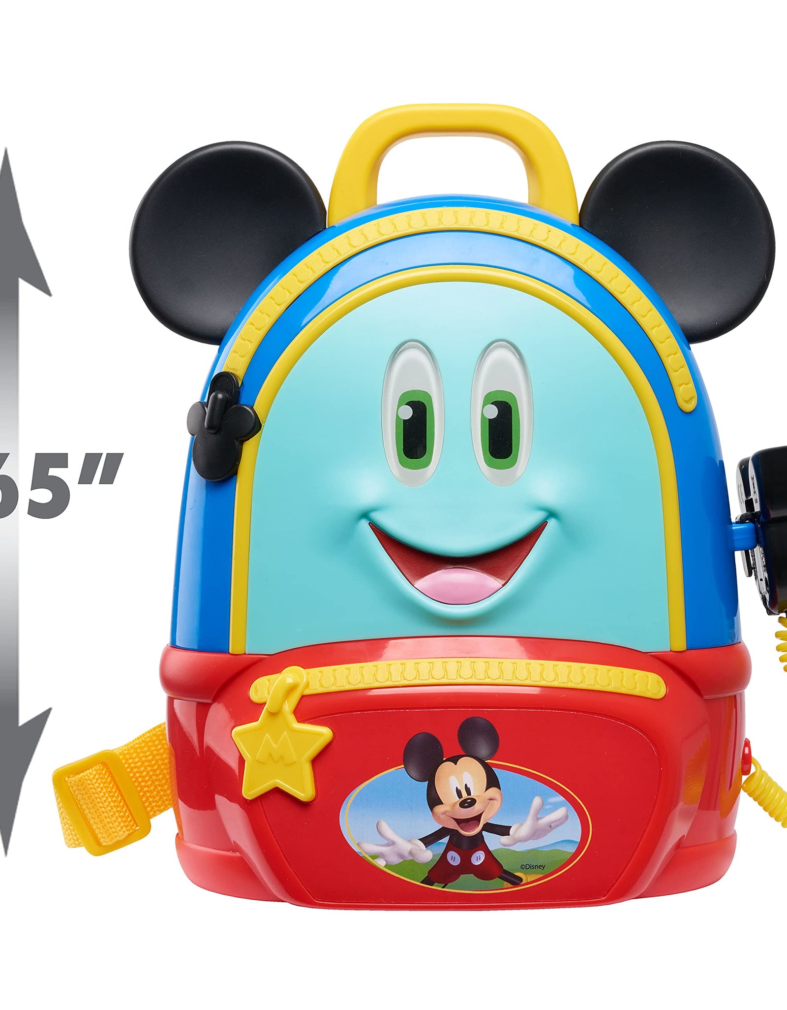 Disney Junior Mickey Mouse Funhouse Adventures Backpack, 5 Piece Pretend Play Set with Lights and Sounds Accessories, by Just Play