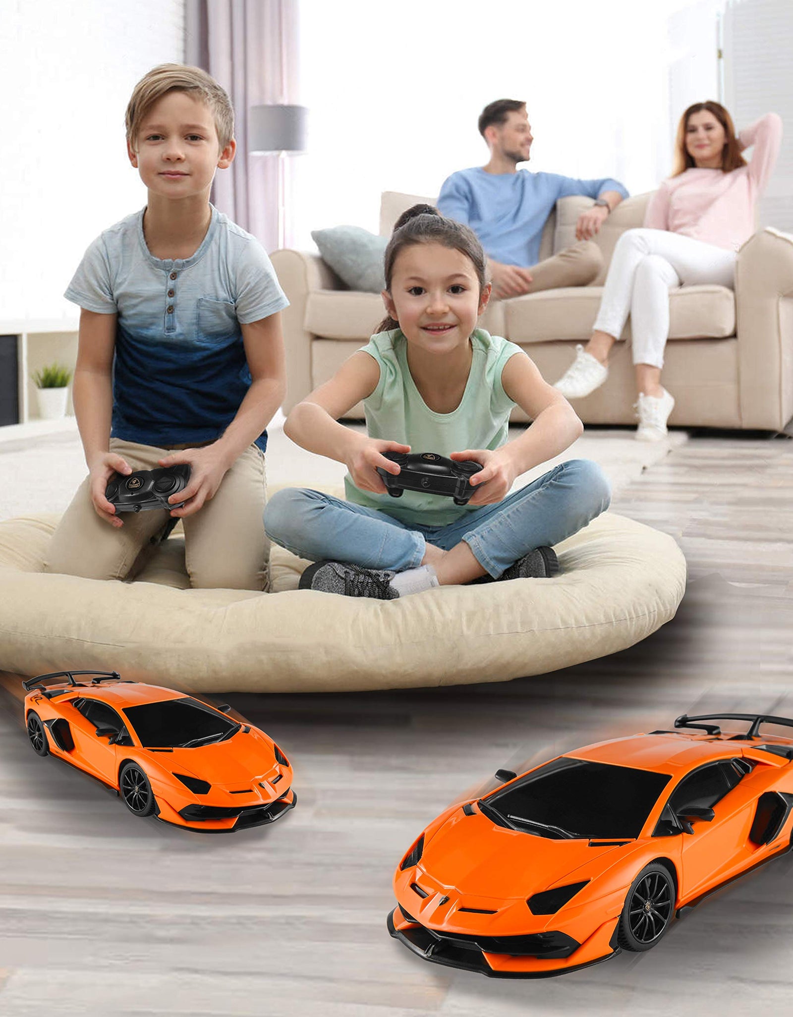 BEZGAR Remote Control Car Licensed RC Series, 1:24 Scale Remote Control Lambor Aventador SVJ Electric Sport Racing Hobby Toy Car Model Vehicle for Boys,Girls,Teens and Adults Gift (Orange)