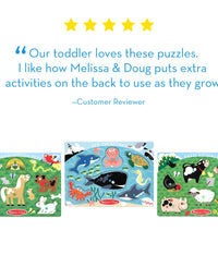 Melissa & Doug Animals Wooden Peg Puzzles Set - Farm, Pets, and Ocean
