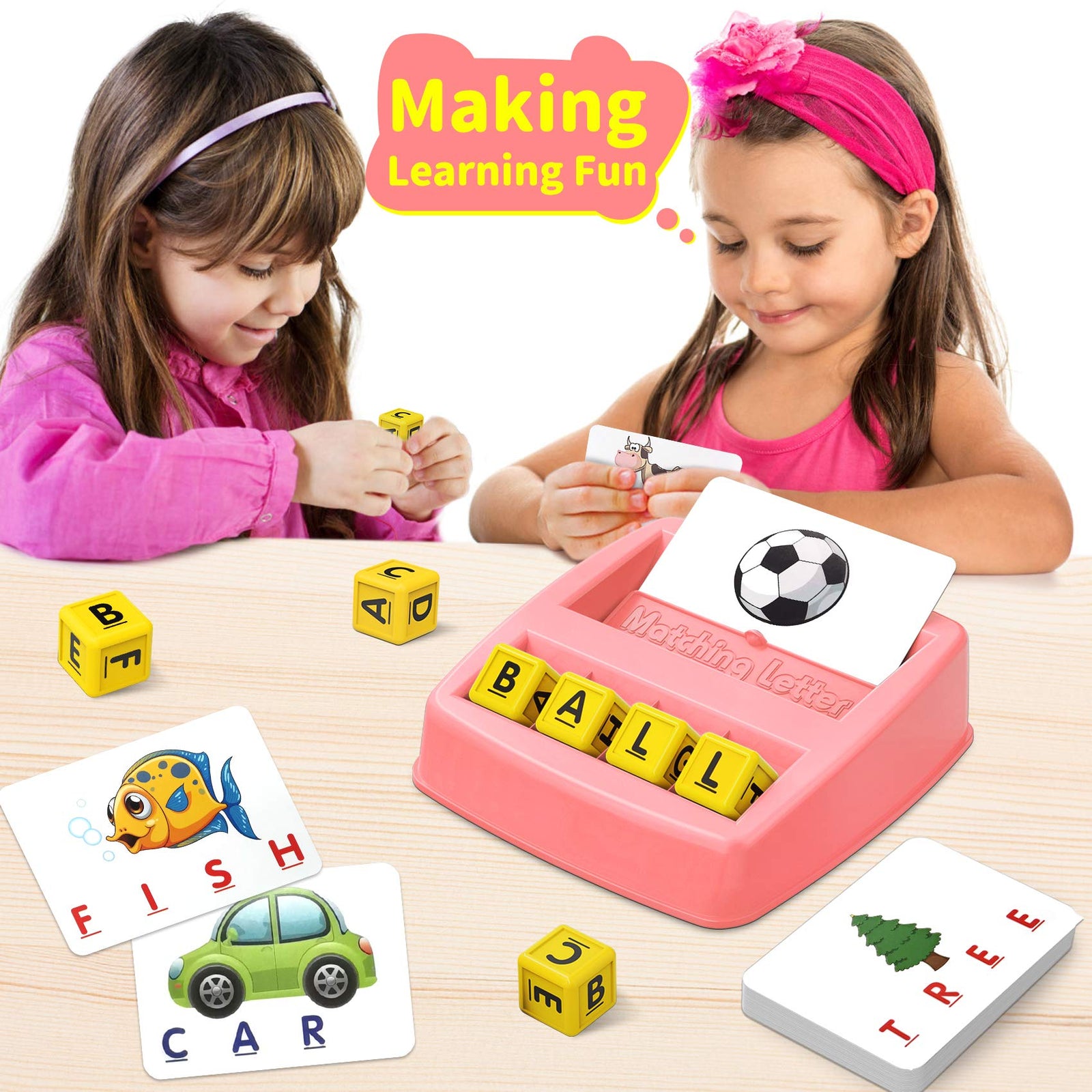 NARRIO Educational Toys for 3 4 5 Year Old Girls Gifts, Matching Letter Spelling Games Learning Toys for Kids Ages 3 4 5, Christmas Birthday Gifts for 3-6 Year Old Girls Toddler Toys Age 2-4